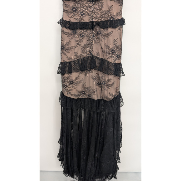 Alexis Timotha Lace Ruffle Maxi Dress Gown Size S Black #2H451 - Picture 9 of 13